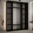 Schwarz-Weißer Schiebetürenschrank Tharo inklusive Anti Staubbürsten, 235,2 x 190 x 45 cm, viel Fächer, Schwarze Metallgriffe, auch für Wohnzimmer geeignet
