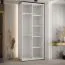 Schiebetürenschrank Tharo in Schwarz/Weiß,  235,2 x 120 x 45 cm, auch für Wohnzimmer geeignet, Anti Staubbürsten, schwarze Metallgriffe, viel Fächer