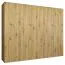 Drehtürenschrank mit drei Kleiderstangen Eiger 35, Farbe: Eiche Artisan, 2,5 Meter breit, Kleiderschrank, Griffe: Kaschmir, drei Fächer, fünf Türen, Soft-Close