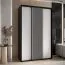 Kleiderschrank Tharo mit Schiebetüren, Weiß/Schwarz gehalten, viel Stauraum,  235,2 x 160 x 45 cm, auch für Wohnzimmer geeignet, Anti Staubbürsten