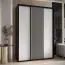 Schiebetürenschrank Tharo in Schwarz/Weiß, auch für Wohnzimmer geeignet, Anti Staubbürsten, schwarze Metallgriffe, platzsparend, 235,2 x 180 x 45 cm