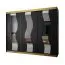 Kleiderschrank mit genügend Stauraum Aiguille 18, mit gewellten Spiegel, Schwarz Matt, Maße: 200 x 250 x 62 cm, Griffe: Gold, 10 Fächer, 2 Kleiderstangen