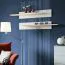 Wohnzimmer Wohnwand Hompland 101, Farbe: Weiß - Abmessungen: 180 x 320 x 40 cm (H x B x T), mit blauer LED-Beleuchtung