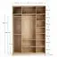 Falttür / Kleiderschrank | Farbe: Weiß / Eiche | 2 Türen | inkl. LED-Beleuchtung mit Bewegungssenor | 160 x 60 x 240 cm | Griffe: Schwarz | Soft-Close