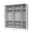 Kleiderschrank mit drei Glastüren mit Rahmen Neiafu 43, Farbe: Kaschmir, inkl. Innenbeleuchtung, drei Kleiderstangen, Maße: 224 x 227 x 56 cm, Soft-Close-Funktion