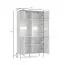 Vitrine mit Soft-Close-Funktion Alonnisos 01, zwei Glastüren, Farbe: Grau, modernes Design, Griffe & Beine: Metall, 10 Fächer, Maße: 192,5 x 105,4 x 41 cm