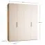 Falttür / Kleiderschrank | Farbe: Beige / Eiche | 3 Schubladen | 3 Kleiderstangen | 200 x 60 x 240 cm | inkl. LED-Beleuchtung | Soft-Close-Funktion