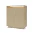 Kommode | Farbe: Kakao / Eiche Cremona | 2 Drehtüren | inkl. LED-Beleuchtung | 7 Fächer | 103 x 40 x 119 cm | Push-to-open Funktion | Highboard | ABS-Kanten
