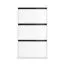 Schuhschrank Palvudo | Farbe: Weiß Hochglanz / Schwarz | 3 Kippfächer | Platzwunder | viel Stauraum | schwarze Zierlinien | 50 x 27 x 126 cm