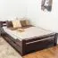 Einzelbett/ Funktionsbett "Easy Premium Line" K4, inkl. 2 Schubladen und 1 Abdeckblende, 140 x 200 cm Buche Vollholz massiv schokobraun lackiert
