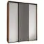 Schiebetürenschrank Tharo in Weiß/Eiche, auch für Wohnzimmer geeignet, Anti Staubbürsten, Metallgriff in schwarz, 235,2 x 190 x 45 cm, robust
