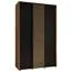 Schiebetürenschrank Mina in Eiche/Schwarz, 235,2 x 160 x 60 cm, viel Stauraum, Lamellen in Eiche, Stahlgriff in schwarz, Anti Staubbürsten, platzsparend