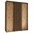 Eichenfarbener Schiebetürenschrank Mina, viel Stauraum, Anti Staubbürsten, Metallgriffe in Schwarz, Vorderseite aus Laminatplatten, 235,2 x 190 x 60 cm