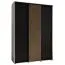 Schiebetürenschrank Tharo in Schwarz/Weiß, 235,2 x 180 x 45 cm, auch für Wohnzimmer geeignet, Anti Staubbürsten, schwarze Metallgriffe, viel Fächer
