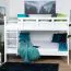 Etagenbett / Stockbett 140 x 190 cm "Easy Premium Line" K24/n, Kopf- und Fußteil gerade, Buche Massivholz weiß lackiert, teilbar