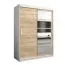 Schiebetürenschrank / Kleiderschrank Aizkorri 03A mit Spiegel, Farbe: Weiß matt / Eiche Sonoma - Abmessungen: 200 x 150 x 62 cm (H x B x T)