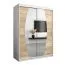 Schiebetürenschrank / Kleiderschrank Calvitero 03 mit Spiegel, Farbe: Weiß matt / Eiche Sonoma - Abmessungen: 200 x 150 x 62 cm ( H x B x T)