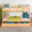 Etagenbett 90 x 200 cm für Erwachsene "Easy Premium Line" K17/n inkl. 2 Schubladen und 2 Abdeckblenden, Buche Massivholz Natur lackiert, teilbar