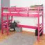 Hochbett 90 x 190 cm für Erwachsene, "Easy Premium Line" K22/n, Buche Massivholz rosa lackiert, teilbar