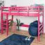 Hochbett 90 x 190 cm, "Easy Premium Line" K22/n, Buche Massivholz rosa lackiert, teilbar