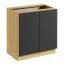 Küchen-Unterschrank | Push-to-Open | grifflose Front | 80 x 46,8 x 82 cm | Artisan-Eiche / Grau | Matterhorn 12 | 2 Türen | 2 Fächer