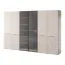 Kleiderschrank mit Glastüren | Bainton 07 | 200 x 101 x 51 cm | Farbe: Grau / Kaschmir | 6 Fächer | 2 Kleiderstangen | viel Stauraum | Zweifarbig