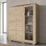 Vitrine Rabaul 02, Farbe: Sonoma Eiche - Abmessungen: 140 x 120 x 40 cm (H x B x T)
