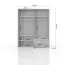 Drehtürenschrank / Kleiderschrank mit Rahmen Siumu 28, Farbe: Weiß / Weiß Hochglanz - 226 x 187 x 60 cm (H x B x T)