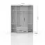 Drehtürenschrank / Kleiderschrank mit Rahmen Siumu 29, Farbe: Weiß / Weiß Hochglanz - 226 x 187 x 60 cm (H x B x T)