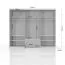 Drehtürenschrank / Kleiderschrank mit LED-Rahmen Siumu 33, Farbe: Weiß / Weiß Hochglanz - 226 x 277 x 60 cm (H x B x T)