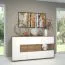 Kommode Manase 07, Farbe: Eiche Braun / Weiß Hochglanz - 97 x 180 x 41 cm (H x B x T)