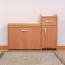 Sitzbank mit Stauraum / Schuhschrank Pamanukan 21, Farbe: Erle - Abmessungen: 87 x 90 x 31 cm (H x B x T)