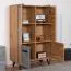 Highboard Atule 04, Farbe: Eiche / Grau - Abmessungen: 137 x 90 x 42 cm (H x B x T)