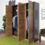 Drehtürenschrank / Kleiderschrank Selun 18, Farbe: Eiche Dunkelbraun / Grau - 197 x 166 x 53 cm (H x B x T)