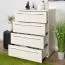 Kommode Siumu 15, Farbe: Beige / Beige Hochglanz - 97 x 76 x 45 cm (H x B x T)