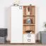 Kommode 26, Farbe: Buche / Weiß - 134 x 86 x 37 cm (H x B x T)
