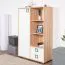 Kommode 26, Farbe: Buche / Weiß - 134 x 86 x 37 cm (H x B x T)