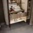 Vitrine mit LED-Beleuchtung | Kaschmir | 180 x 94 x 40 cm | 2 Glastüren | 1 Schublade | 4 Fächern | Soft Close System | Metallbeine
