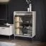 Vitrine mit Soft Close System und LED-Beleuchtung | in Creme | 2 Glastüren | 2 Glaseinlegeböden | 124 x 81 x 43 cm | Metallbeine