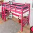 Hochbett 90 x 190 cm für Kinder, "Easy Premium Line" K22/n, Buche Massivholz rosa lackiert, teilbar