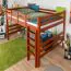 Hochbett 140 x 200 cm "Easy Premium Line" K23/n, Buche Massivholz Kirschfarben lackiert, teilbar