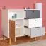 Jugendzimmer - Kommode Syrina 03, Farbe: Weiß / Grau / Eiche - Abmessungen: 97 x 104 x 55 cm (H x B x T)