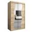 Schiebetürenschrank / Kleiderschrank Robinyera 02 mit Spiegel, Farbe: Eiche Sonoma - Abmessungen: 200 x 120 x 62 cm ( H x B x T)