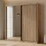 Kleiderschrank / Schiebeürenschrank | 1 Kleiderstange | 200 x 49 x 215 cm | Eiche Canella | 6 Fächer | 5 Einlegeböden | 2 Türen