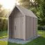 Gartenhütte | Grau-Beige | Grundfläche: 4,64 m² | Skandinavischer Style | Satteldach | Fichtenholz | Malmö 13 | Außenmaße: 162,4 x 285,7 cm