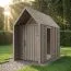 Grau-Braune Gartenhütte | Dreieckfenster | Grau-Braun | Grundfläche: 4,64 m² | Skandinavischer Style | Malmö 23 | Satteldach | Außenmaße: 162,4 x 285,7 cm