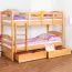 Massivholz Etagenbett inkl. Stauraum für Kinder und Jugendliche | inkl. 2 Schubladen | Matratzenmaß: 90 x 200 cm | Natur Lackiert | umbaubar in 2 Einzelbetten | Premium-Qualität | inkl. Rollroste Abbildung