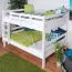 Weißes Stockbett 140 x 200 cm | Massivholz: Buche | umbaubar in zwei Einzelbetten | inkl. Rollroste Abbildung