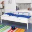 Kinderbett 90 x 200 cm | Massivholz: Buche | Weiß Lackiert Abbildung