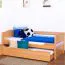 Bettrahmen für Kinder / Kinderbett 90 x 200 cm | Massivholz: Buche | Natur Lackiert | inkl. 2. Liegeplatz 90 x 190 cm ausziehbar und 2 Rollrost | besonders hohe Qualität Abbildung